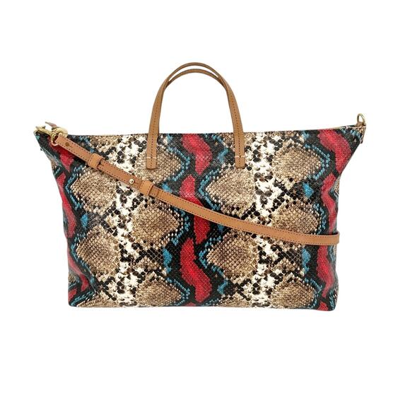 CLARE V. Attache Tote in Garden Snake with Additional Strap - Picture 1 of 13